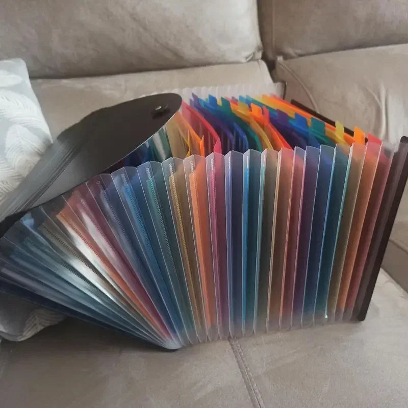 25/13 Pockets Plastic Three Sided Sealed Hanging Rope Flip Organ Bag A4 Multi-layer Folder Office File Storage Bag