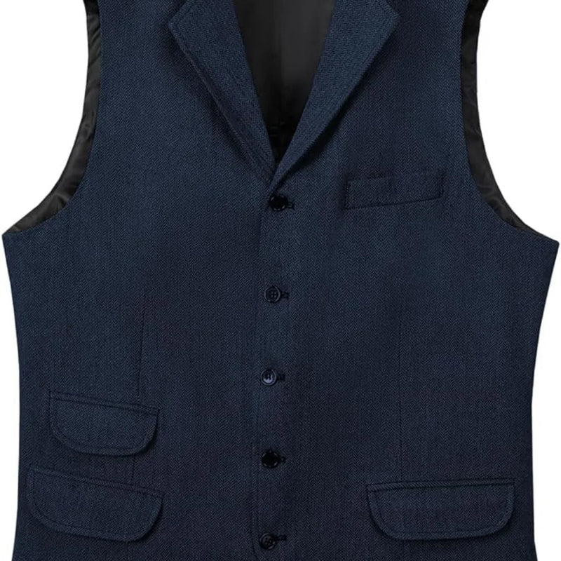 Men's Vest Herringbone Tweed  Suits Vests Slim Fit Business Herringbone Men's Waistcoat For Wedding