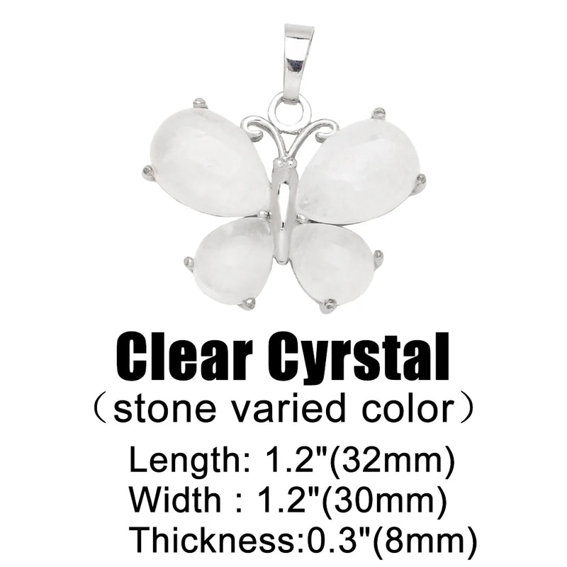 OCESRIO Vintage Natural Stone Butterfly Pendant for Necklace Copper Amethyst Reiki Pendulum DIY Jewelry Making Supplies pdta921