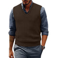 Men's Sweater Vests V Neck Cable Twist Knit Sleeveless Vests Casual Pullover Sweater Lightweight V-Neck Vest Pullover