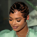 Elegant Human Hair Wave Pixie Cut Wig Layered Style For Women 180% Density Machine Made Hair