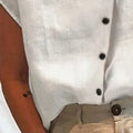 Elegant Cotton Linen Stand Neck Shirt Female Summer - View 4 | SAMAG