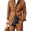 Men's2 Piece Suit Set Stand Collar Three Button Breathable Casual Blazer Pants For Business Daily Wear Summer