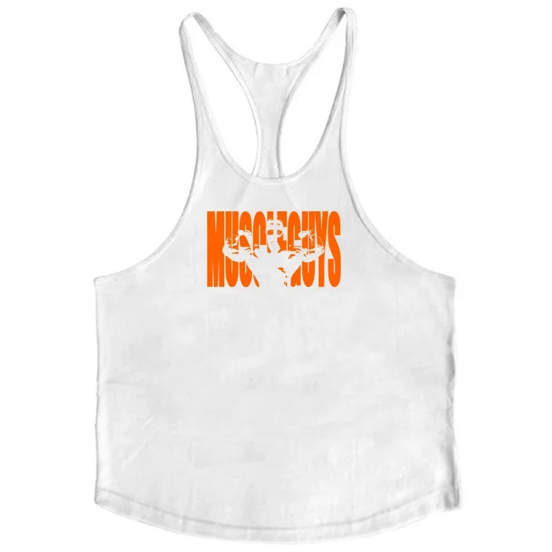 Muscle guys Gyms Tank Top Men Workout Clothing Bodybuilding Stringer Men Vests Cotton Y back Singlets debardeur fitness homme