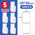 5 Rolls 30-50mm Thermal Label Paper Rolls White Color Waterproof for Niimbot B1 B21 B203 B3S Label Printer Barcode Name Printing
