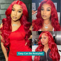 Hot Red Human Hiar Wigs 13x4 13x6 Lace Frontal Wig Body Wave Brazilian Colored Human Hair Wigs 30 36 Inch for Women  Pre plucked