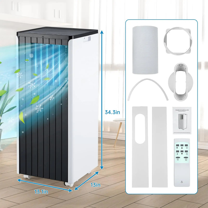 8000 BTU Portable Air Conditioner 3 in 1 Cool Dry Fan Portable AC Unit with Sleep Mode 24H Timer Remote Control Complete Window Vent Kit Portable Air Conditioner for Bedroom Apartment Up to 350 Sq Ft