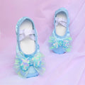 Blue,Pink,Purple Girls Dance Soft Sole Kids Ballet Dancing Shoe Cute Stage Show Cat Paw Shoes Bow Accessories