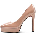 Women Pumps Brand 10CM 12CM Thin High Heels Black PU Slip On Pointed Toe Dress Office Career Party Wedding Waterproof Lady shoes