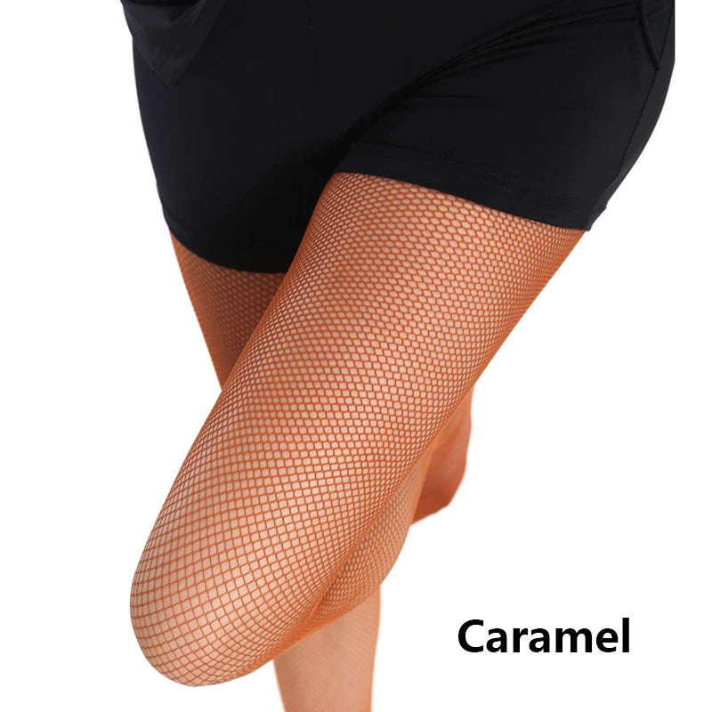 Sexy Latin Tights Leaky Toe Stocking Professional Dance Socks Caramel Cha-Cha Tights Peep Toe Pantyhose Mesh Latin Fishnet Socks
