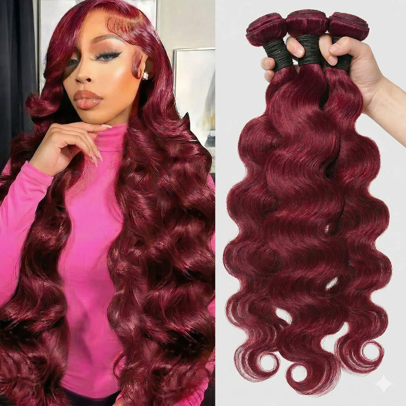14A 99J Burgundy Body Wave Bundles Human Hair Brazilian Unprocessed 30 36 Inch Virgin Weave Raw Hair 98% Human Hair Bundles Extensions