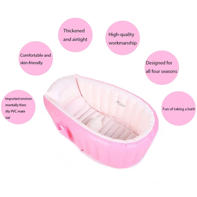 Inflatable Baby Bathtub with Air Pump Portable Foldable Kids Bath Tub Indoor Outdoor Travel Shower Basin for Newborn Toddler