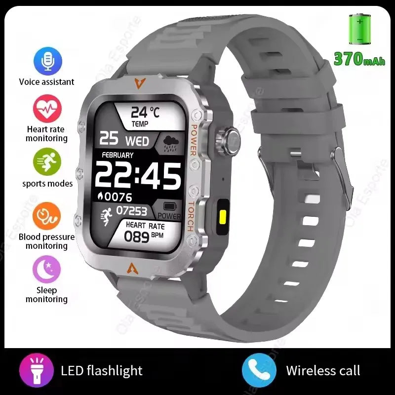 2026 New Rugged Military GPS Smart Watch Men Bluetooth Call Health Monitoring Sports 5ATM Waterproof Smartwatches Man Pk HW12