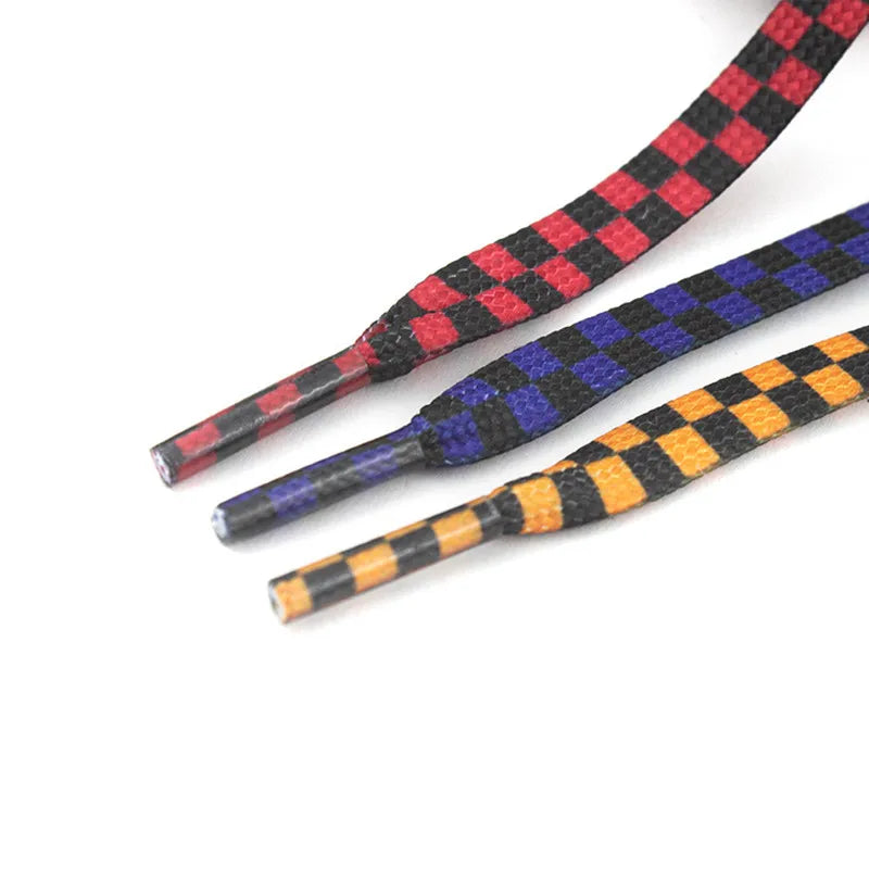 Black White Checkerboard Shoelaces Men Women Trend Personality Sneakers Sport Casual High Low Top Canvas Shoes Laces Dropship