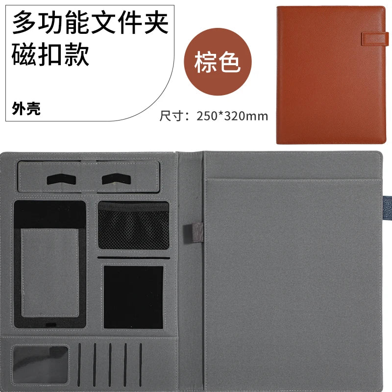 A4 Multifunctional Meeting Folder | Leather - like Finish. Organize Phone, Cards & Notes. Ideal for Business & Productivity!