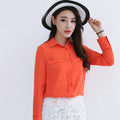 Simple Solid Color Loose Women's Chiffon Shirt 2025 Spring New Fine Long Sleeve Casual Blouses and Tops Lady OL Office Shirts