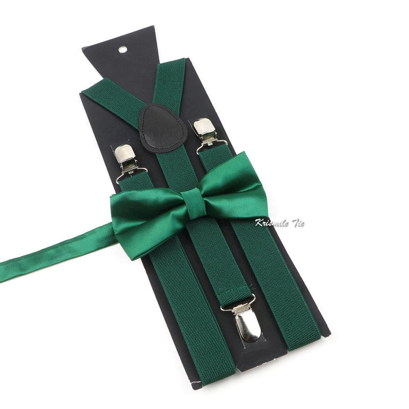 Fashion Men Kids Turquoise Green Suspender Bowtie Sets | SAMAG