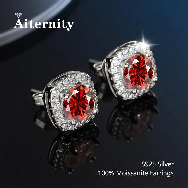 D VVS1 Moissanite Stud Earrings For Women Pass Diamond Tester Pen S925 Platinum Plating Moissanita With 2 Certificates