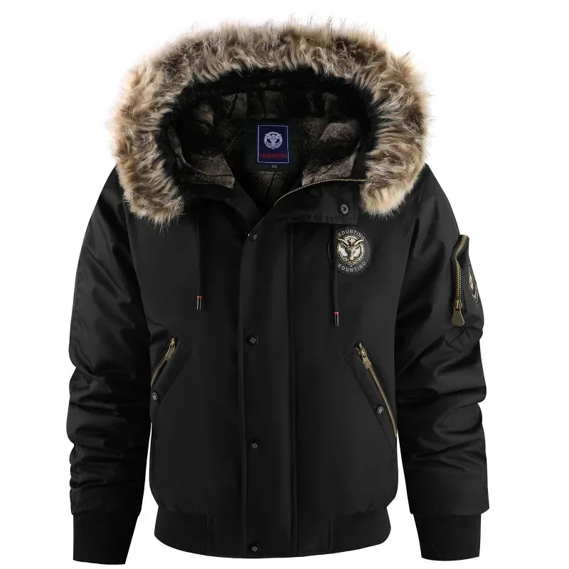 New Fashion Men Hooded Fur Collar Winter Down Jackets Male Outwear Casual Fleece Parkas Warm Coats Good Quality Men Jackets 3XL