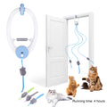 Door Hanging Auto-Rebound Cat Toy Retractable Kitten Teaser with 3 Catnip Mice Interactive Pet Play Toy for Indoor Cats Playing