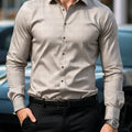 Men's dark plaid long sleeved shirt slim fit European | SAMAG