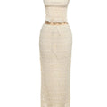 Weird Puss Mesh Backless 2 Piece Set Women Halter Lace-Up See Through Crop Tops+Loose Elegant Long Skirts Vacation Trend Outfits