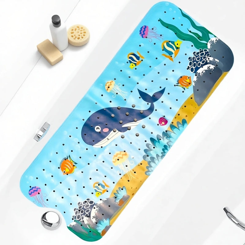1pc Baby Bath Mat for Tub Non Slip Kids Bath Mat - 40x10cm Extra Long Cartoon Bathtub Mat Toddler Bath Mats with Suction Cups