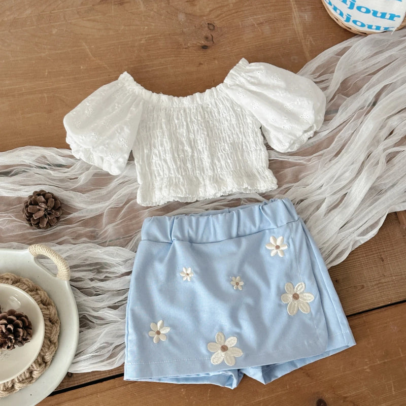 6M -3Y Baby Clothes Outfits Summer New Korean Style Short sleeve + Flower Embroidery Shorts Sets Toddler Costume Cute Girls Suit
