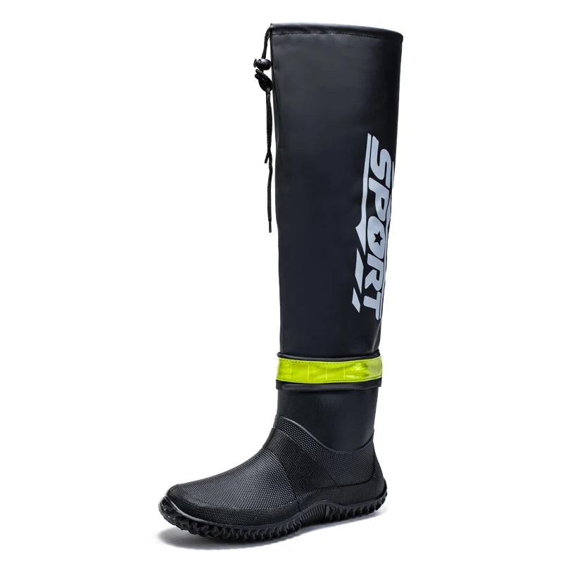 Fashion High-Top Rain Boots Outdoor Fishing Boots Men's Rain Boots For Outer Wear Long-Tube Waterproof And Non-Slip Couple Style
