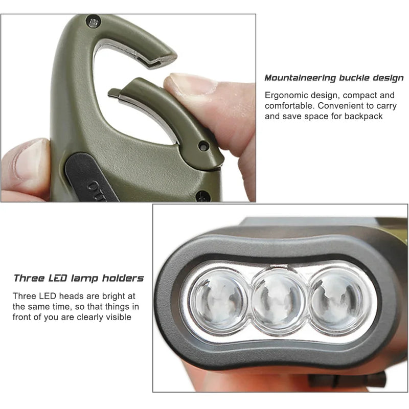 LED Flashlight Hand Crank Solar Powered Rechargeable - View 6 | SAMAG