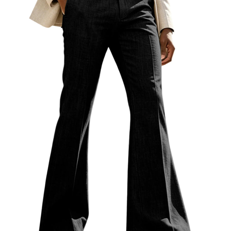 Men's Linen Flare Suit Pants Retro High Waist Slim Fit - View 9 | SAMAG