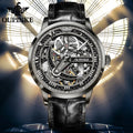 OUPINKE 3173 Fully Transparent Hollowed Automatic Mechanical Watches for Man Luxury Original Leather Strap Waterproof Mens Watch