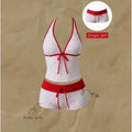 Retro Polka Dot Bikini Set Halter Neck Tie Tankini | SAMAG