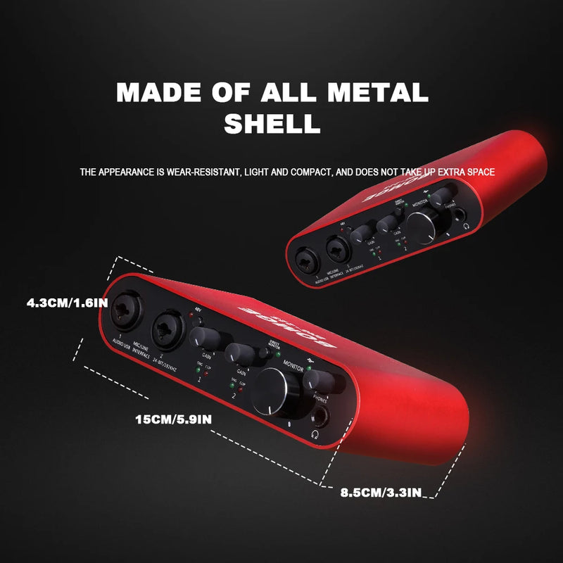 Audio Interface BOMGE BMG-22S  32-bit/192kHz Professional Sound Card And dual channel Amplifier Are Used For Live Recording