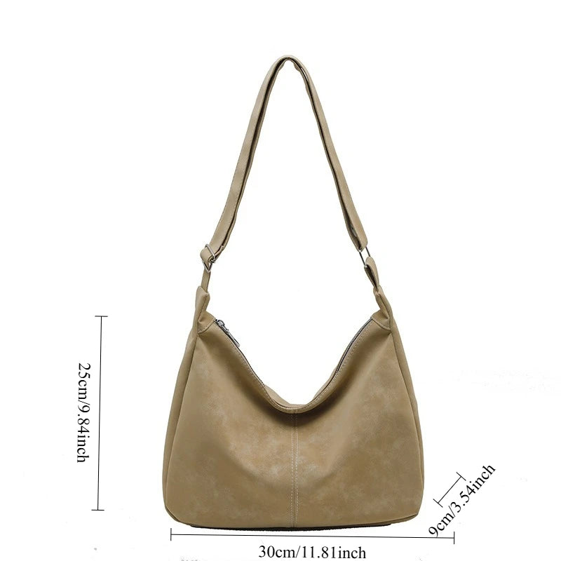 Large Capacity Simple Casual Hobo Bag Comfortable and Versatile Texture Crossbody Shoulder Bag Simple Retro Commuter Storage Bag