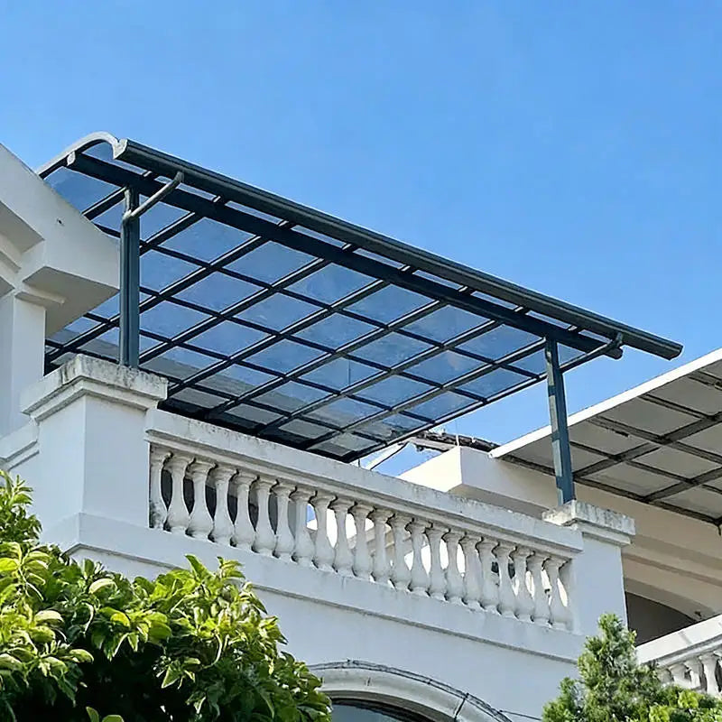 Outdoor Aluminium Carport Waterproof Polycarbonate Flat Roof Parking Garage Shed Sleek Metal Design Modern 2-Car Parking