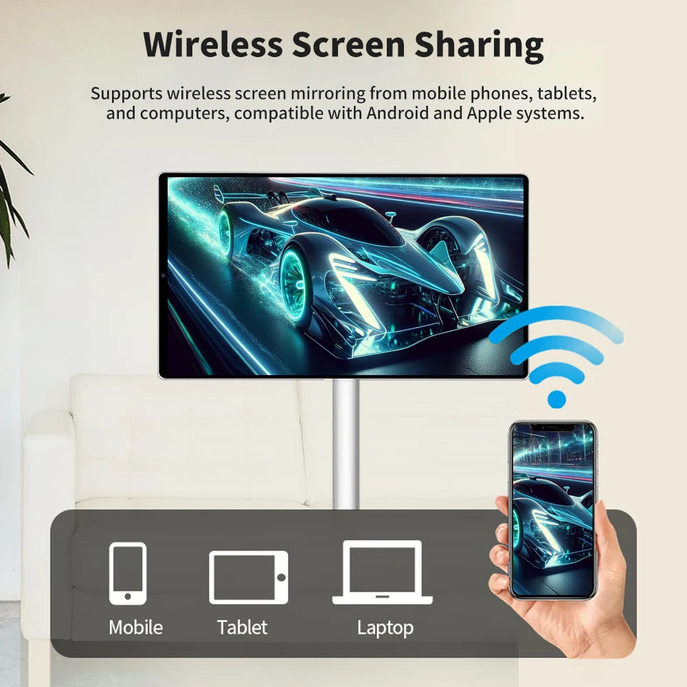 Wholesale Smart Led Screen Portable Handheld Tv Android Stand by Me Movable Touch Screen with Camera Free Standing Portable Tv