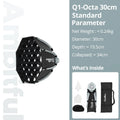 NEW！AMBITFUL Q1 Mini Bowens/GODOX Mount 30cm 45cm Octa Softbox 20*55cm Strip Softbox 30cm Softball 45cm Bounce Softbox For GODOX
