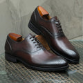 Men's Classic Italian Style Genuine Leather Oxfords Dress Shoes Lace-Up Black/Brown Business Office Wedding Formal Footwear