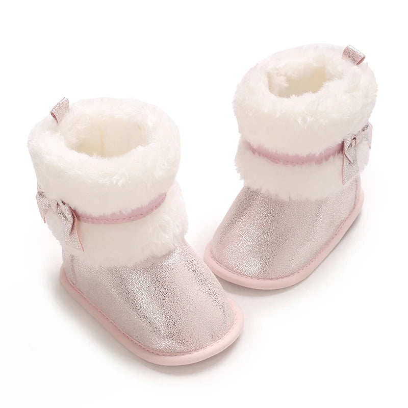 PINK Super Cute Winter Snow Baby Boots Cute Bear Warm Booties For Kids Soft Sole Infant Newborn Toddler Baby Girl Shoes