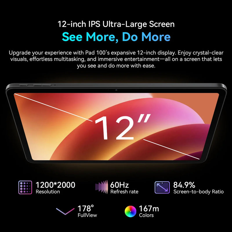 Blackview OSCAL PAD 100 Tablet PC 12'' 2K FHD+ IPS Tablet Android 15 Unisoc T615 36GB(12+24) RAM 256GB ROM 4G LTE 9000mAh GPS
