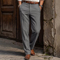 Classic Men Mid Waist Straight Leg Suit Pants Formal Business Office Work Dress Trousers Belt Loops Casual - View 5 | SAMAG