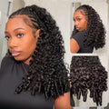 Burmese Curly 3 IN 1 Half Wigs Human Hair Wig Glueless Wigs Ready to Wear Half Wig Drawstring Clip Burmese Curly Hair Half Wig