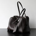 Premium First Layer Cowhide Boston Genuine Leather Women's Bag Simple Large Capacity Bowling Armpit Bag Portable Messenger Bag