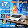 14.1"Laptop Computer PC Intel Core i7 8650U Laptop Ultra Slim Notebook 12GB RAM 1TB 2TB SSD Office Study Windows 11 1920*1080