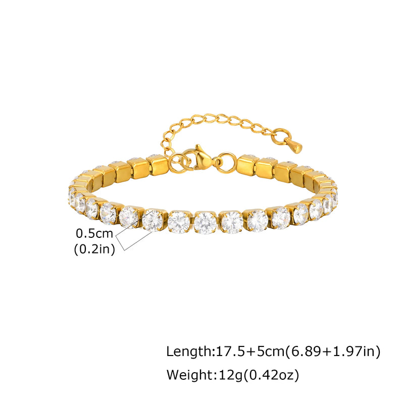 2/3/4/5MM Luxury Zircon Tennis Chain Bracelet for Women, Stainless Steel Bracelet Zircon Chain Bracelets, Dainty Jewelry Gift