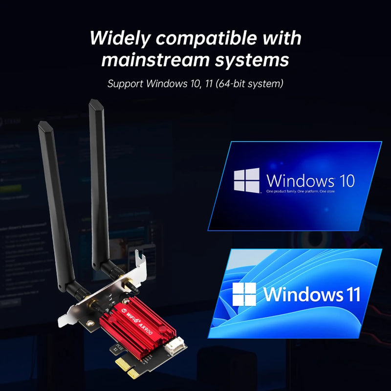 Fenvi Dual Band WiFi 6 AX900 Bluetooth 5.4 PCI - Express Wireless Adapter 8cm Low Bracke Network Card for - Visuel 6 | SAMAG