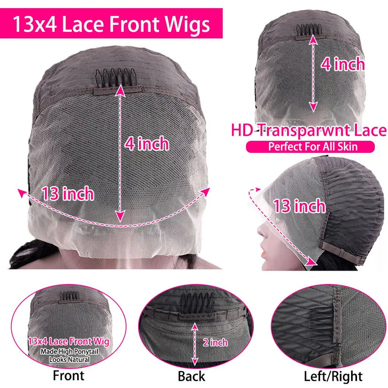 8-14inch 13x4 Bob Wig Human Hair 220% Density Straight HD Lace Front Wigs Human Hair Pre Plucked Invisible Knots Straight Lace Front Bob Wigs for Women