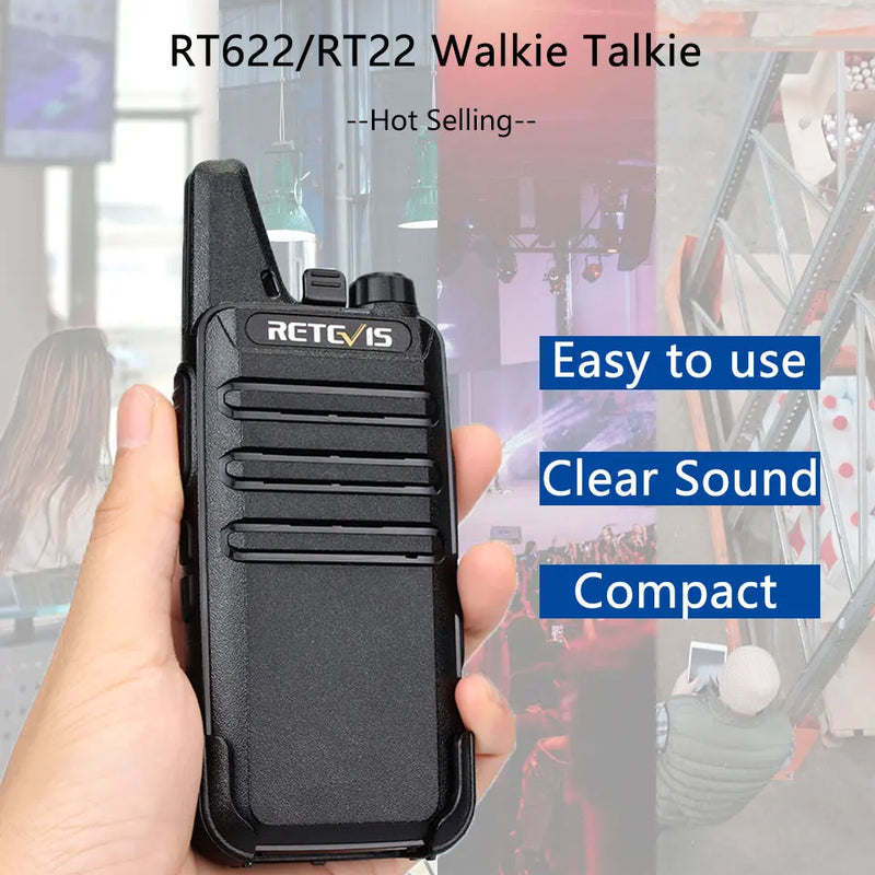 Retevis RT622 Mini Walkie Talkie 2pcs PMR446 Portable Two-way Radio PTT Walkie talkies Communication Radio for Restaurant Hotel