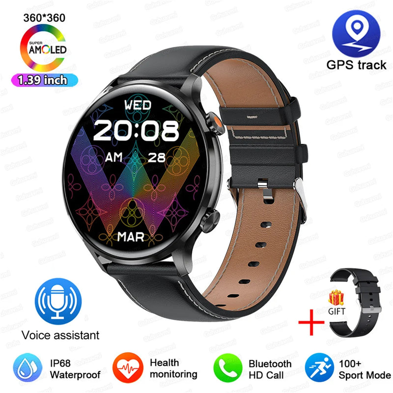 2026 New Smartwatch Women AMOLED HD Screen Always On Display Bluetooth Call IP68 Waterproof GPS Smart Men Watch For Android ios